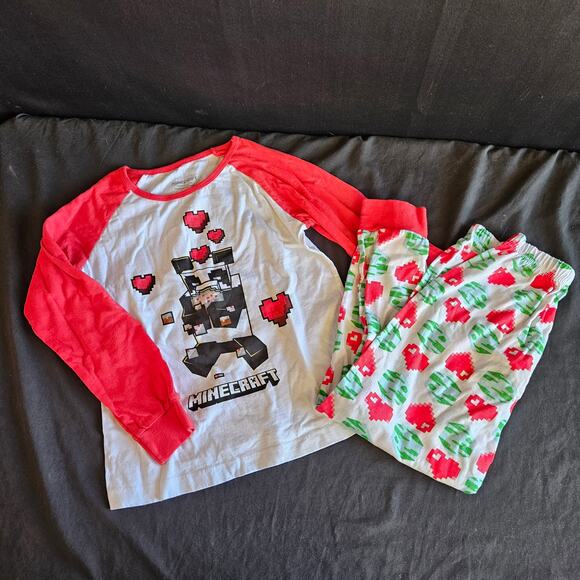 Minecraft Boys Pajama Set Size 8 Panda Long Sleeve Shirt with Pants Gaming - Picture 1 of 7